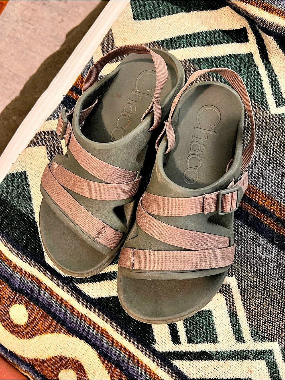 Chaco Chacos Chillos Slide Sandals Gray strap & Green shoe